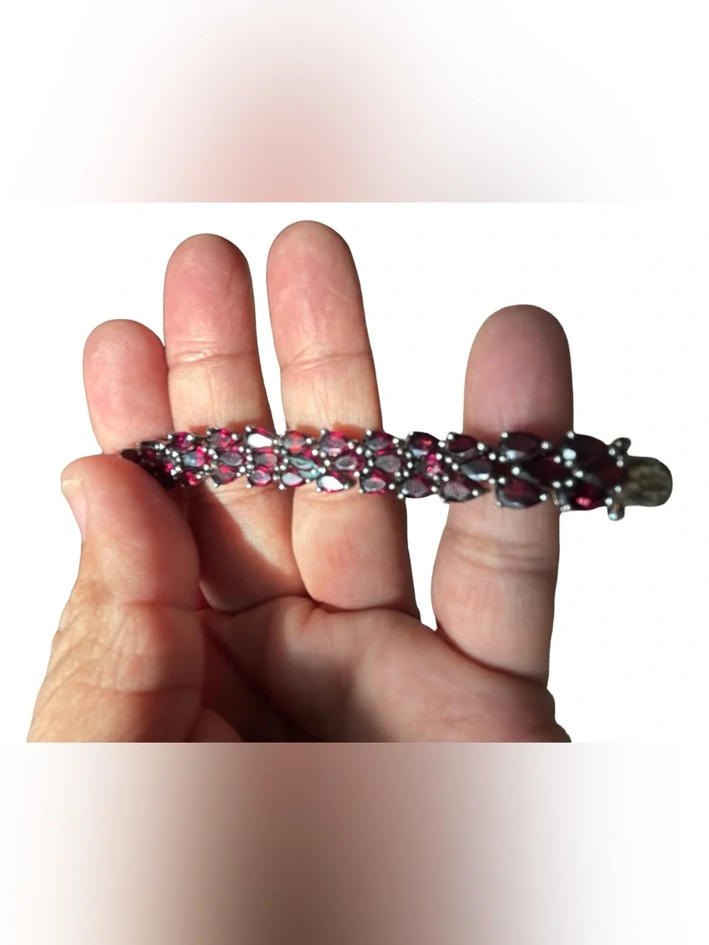 Sterling Silver Red Garnet Tennis Bracelet